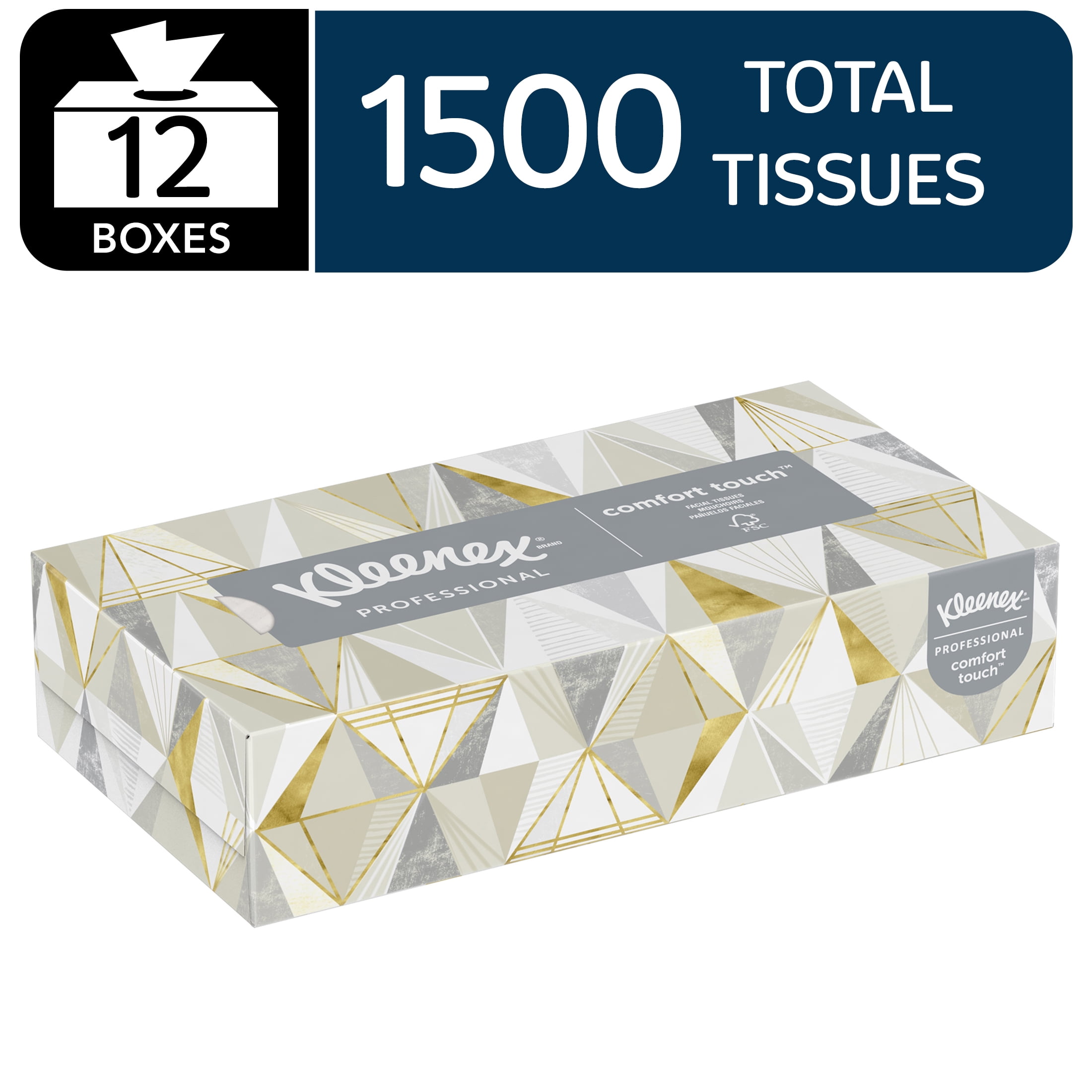 Kleenex Professional Facial Tissue, Bulk (03076), 2-Ply, White, Flat Boxed Format, Designed for Business, Convenience Size (125 Tissues/Box, 12 Boxes, 1,500 Sheets/Case)