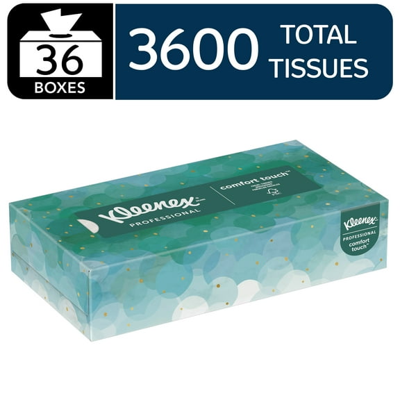 Kleenex Professional Facial Tissue, Bulk (21400), 2-Ply, White, Flat Boxed Format, Designed for Business (100 Tissues/Box, 36 Boxes, 3,600 Sheets/Case)