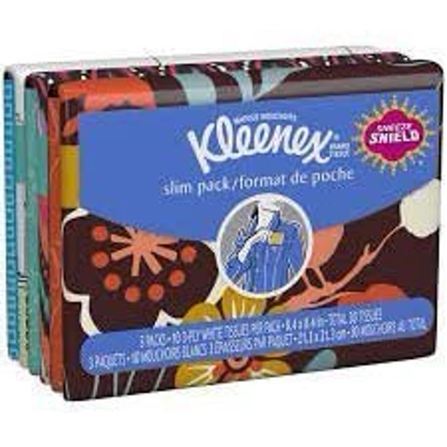 Kleenex Slim Wallet Facial Tissues, 3 Packs, 10 Tissues per Pack (30