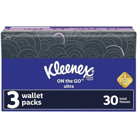 Kleenex Slim Wallet Facial Tissues - 3 Ply - White - Soft, Durable, Thick, Absorbent, Strong, Moisture Resistant, Portable, Disposable, Eco-friendly, Comfortable, Fragrance-free | Bundle of 5 Each