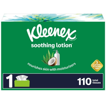 Kleenex Soothing Lotion Facial Tissues, 1 Flat Box (110 Total Tissues)