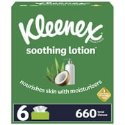 Kleenex Soothing Lotion Facial Tissues, 6 Flat Boxes (660 Total Tissues)