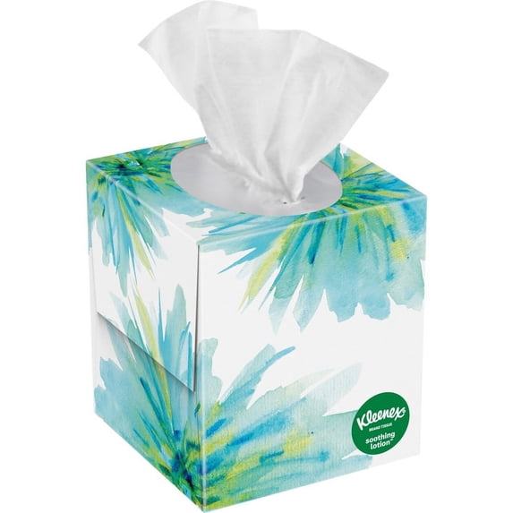 Kleenex Soothing Lotion Tissues - 3 Ply - White - Moisturizing, Soft - For Face, Home, Office, Business, Skin - 65 Per Box - 1 Each | Bundle of 5 Each