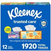 Kleenex Trusted Care 2-Ply Facial Tissues, 12 Flat Boxes, 160 ct.