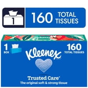 Kleenex Trusted Care 2-Ply Flat Box Facial Tissues, 1 Pack (160 Total Tissues)