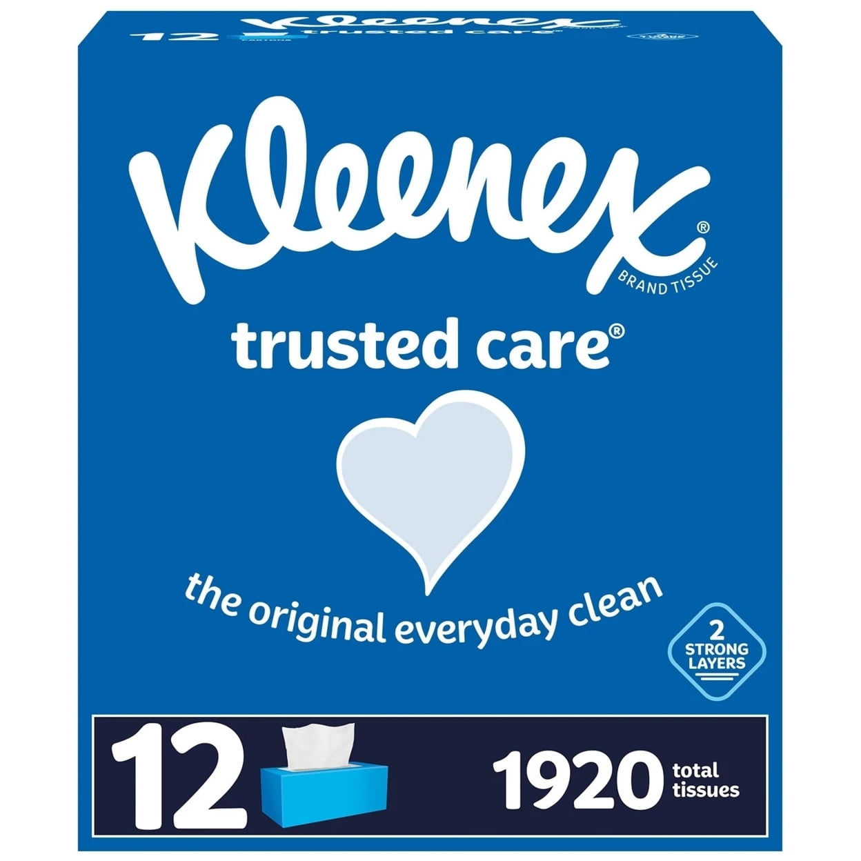 Kleenex Trusted Care 2-ply Facial Tissues Flat Boxes (160 Tissue/Box 12 Boxes)