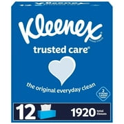 Kleenex Trusted Care 2-ply Facial Tissues Flat Boxes 160 Tissue/Box 12 Boxes