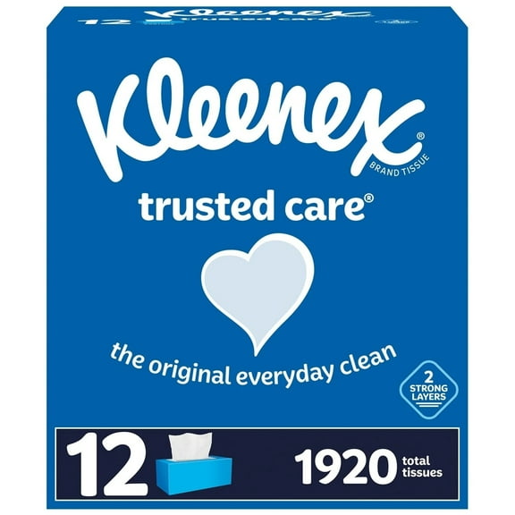 Kleenex Trusted Care 2-ply Facial Tissues Flat Boxes (160 Tissue/Box 12 Boxes)