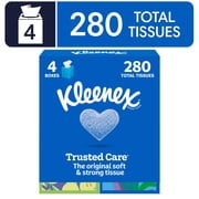 Kleenex Trusted Care 2-Ply Cube Box Facial Tissues, 4 Pack 280 Total Tissues