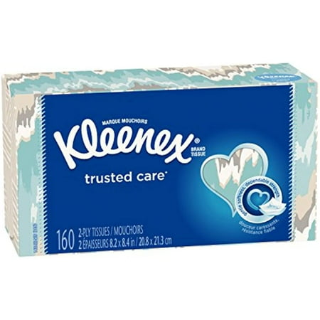 Kleenex Trusted Care Everyday Facial Tissues, Flat Box, 1 Pack, 160 Count (Pack Of 1)