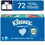 Kleenex Trusted Care Facial Tissues, 1 Flat Box, 72 Tissues per Box, 2-Ply