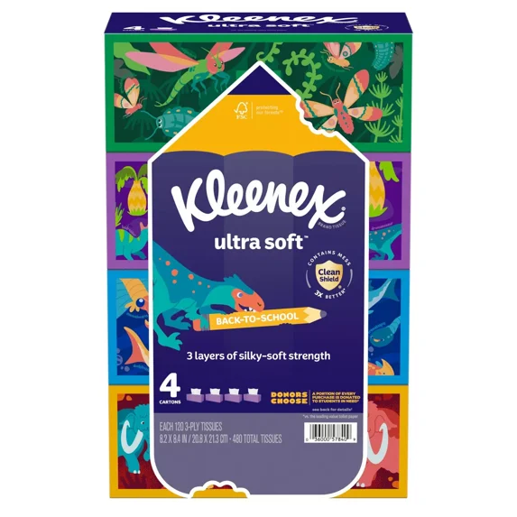 Kleenex Ultra Soft Facial Tissue - Back-to-School Pack - 4pk/120ct