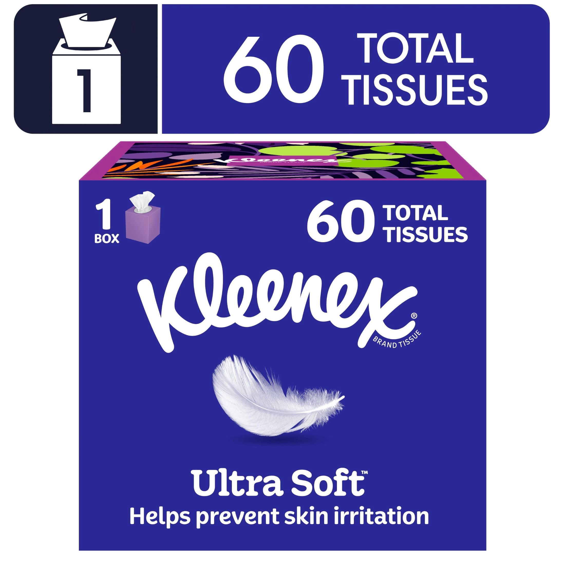 Kleenex Ultra Soft 3-Ply Facial Tissues, 1 Cube Box of 60