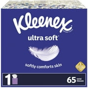 Kleenex Ultra Soft Facial Tissues, 1 Cube Box, 65 White Tissues per Box, 3-Ply (65 Total)