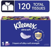 Kleenex Ultra Soft Facial Tissues, 1 Flat Box, 120 Tissues per Box, 3-Ply