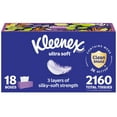 thumbnail image 1 of Kleenex Ultra Soft Facial Tissues, 18 Flat Boxes, 120 Tissues per Box, 3-Ply (2,160 Total Tissues), Packaging May Vary, 1 of 10