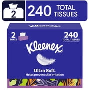 Kleenex Ultra Soft 3-Ply Flat Box Facial Tissues, 2 Pack (240 Total Tissues)