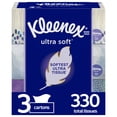 thumbnail image 1 of Kleenex Ultra Soft Facial Tissues, 3 Flat Boxes (330 Total Tissues), 1 of 8