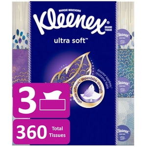 Kleenex Ultra Soft Facial Tissues, 3 Flat Boxes