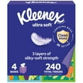 thumbnail image 1 of Kleenex Ultra Soft Facial Tissues, 4 Cube Boxes, 60 Tissues per Box, 3-Ply (240 Total), Packaging May Vary C40, 1 of 3