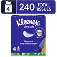 thumbnail image 1 of Kleenex Ultra Soft Facial Tissues, 4 Cube Boxes, 60 Tissues per Box, 3-Ply, 1 of 11