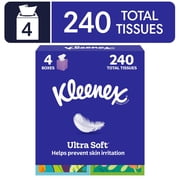 Kleenex Ultra Soft 3-Ply Cube Box Facial Tissues, 4 Pack (240 Total Tissues)