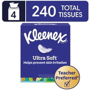 Kleenex Ultra Soft 3-Ply Cube Box Facial Tissues, 4 Pack (240 Total Tissues)