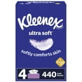thumbnail image 1 of Kleenex Ultra Soft Facial Tissues, 4 Flat Boxes, 110 White Tissues per Box, 3-Ply (440 Total), 1 of 10