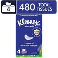thumbnail image 1 of Kleenex Ultra Soft Facial Tissues, 4 Flat Boxes, 120 Tissues per Box, 3-Ply, 1 of 10