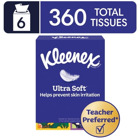 Kleenex Ultra Soft 3-Ply Cube Box Facial Tissues, 6 Pack (360 Total Tissues)