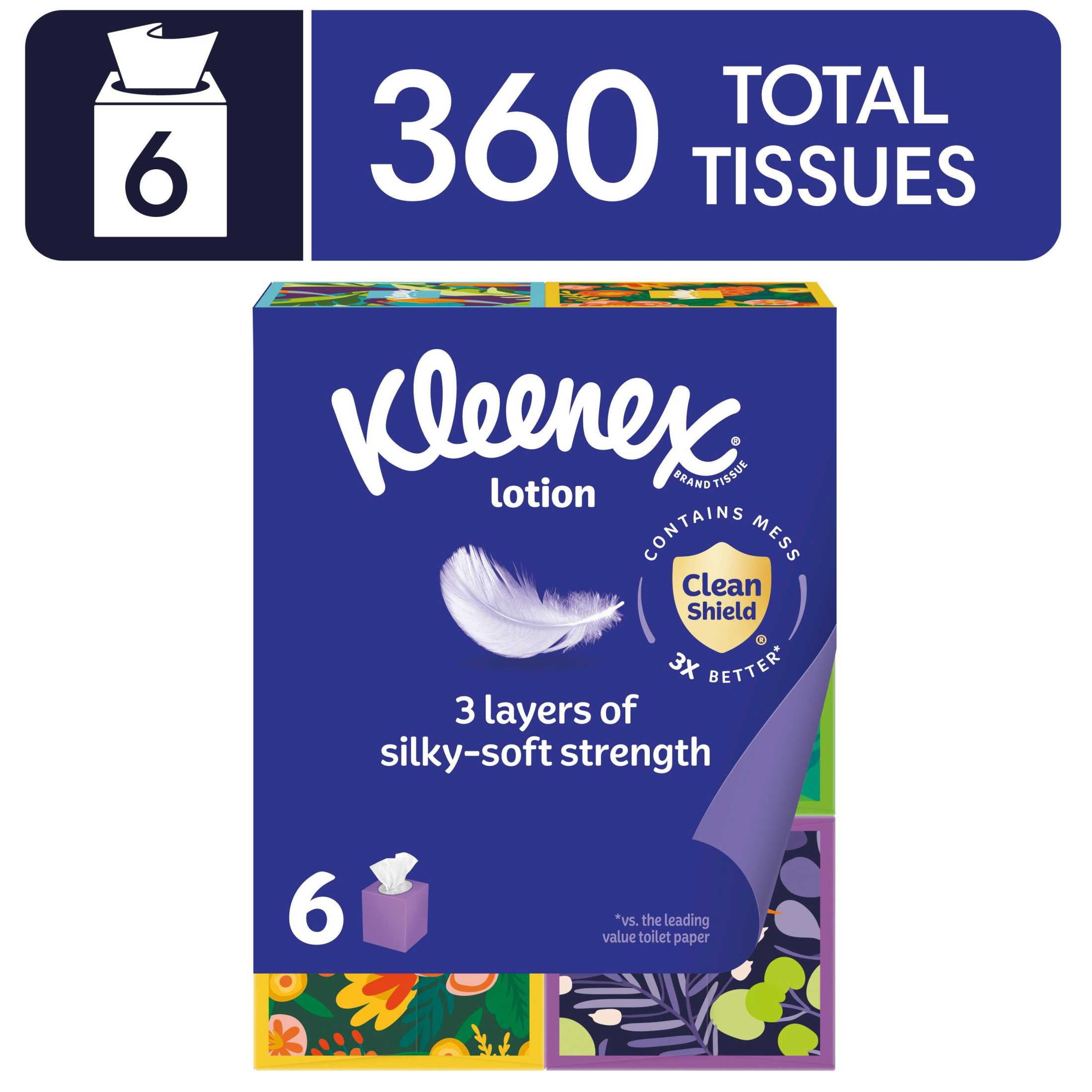 Kleenex Ultra Soft Facial Tissues, 6 Cube Boxes, 60 Tissues per Box, 3-Ply