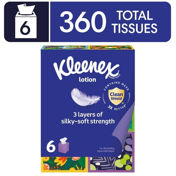 Kleenex Ultra Soft Facial Tissues, 6 Cube Boxes, 60 Tissues per Box, 3-Ply