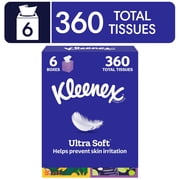 Kleenex Ultra Soft 3-Ply Cube Box Facial Tissues, 6 Pack (360 Total Tissues)