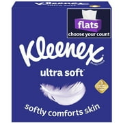 Kleenex Ultra Soft Facial Tissues, 6 Flat Boxes, 110 White Tissues per Box, 3-Ply (660 Total)