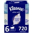 thumbnail image 1 of Kleenex Ultra Soft Facial Tissues, 6 Flat Boxes (720 Total Tissues), 1 of 9