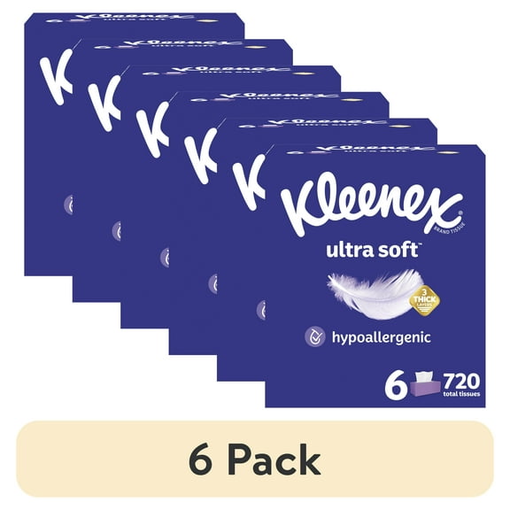 Kleenex Ultra Soft Facial Tissues, 6 Flat Boxes