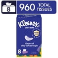 thumbnail image 1 of Kleenex Ultra Soft Facial Tissues, 8 Flat Boxes, 120 Tissues per Box, 3-Ply, 1 of 10