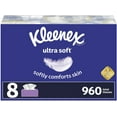 thumbnail image 1 of Kleenex Ultra Soft Facial Tissues, 8 Flat Boxes, 120 Tissues per Box (960 Total Tissues), 1 of 4