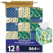 Kleenex Ultra Soft Hypoallergenic 3-Ply Facial Tissues 12 Cube Boxes, 72 tissues/box