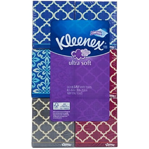 Kleenex Ultra Soft Tissues, Ultra-Soft Non-Lotion 3-Ply Facial Tissue , Pack of 6 Each 85 Count