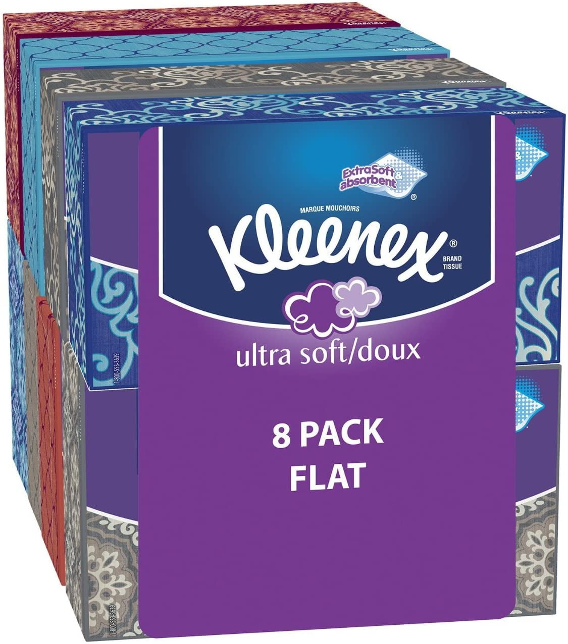 Kleenex Ultra Soft Tissues, White, 120ct, Pack of 8