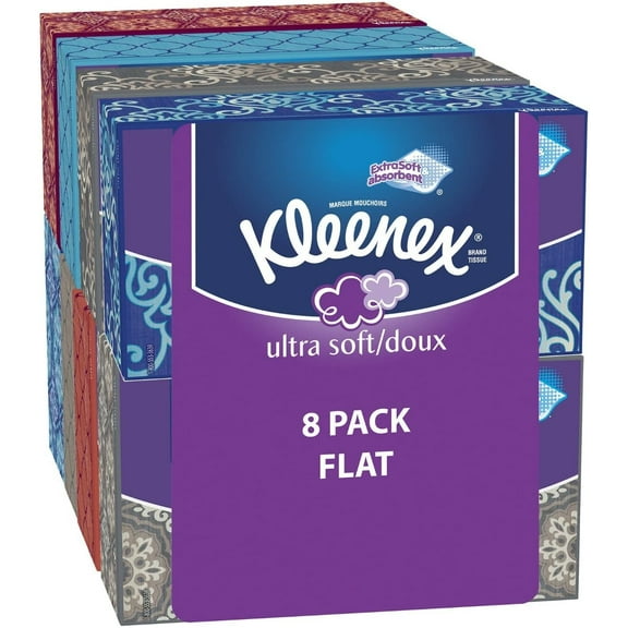 Kleenex Ultra Soft Tissues, White, 120ct, Pack of 8