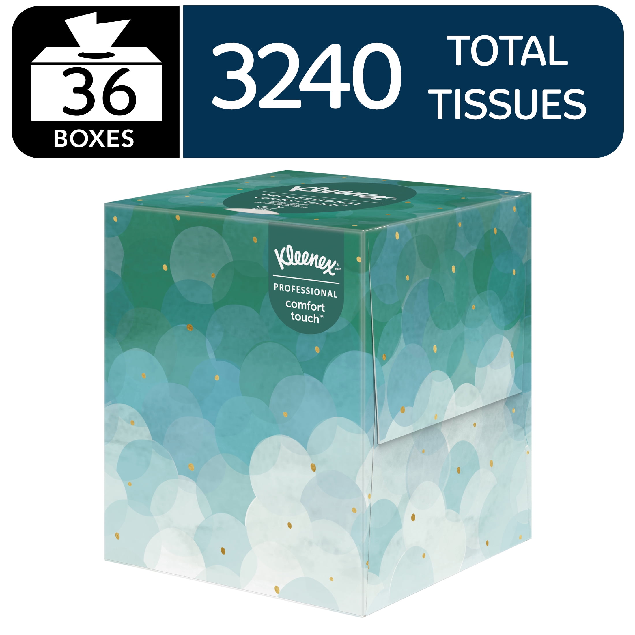 KIMBERLY-CLARK Kleenex Professional Facial Tissue, Bulk (21270), 2-Ply, White, Upright Cube Boxed Format, Designed for Business (90 Tissues/Box, 36 Boxes, 3,240 Sheets/Case)