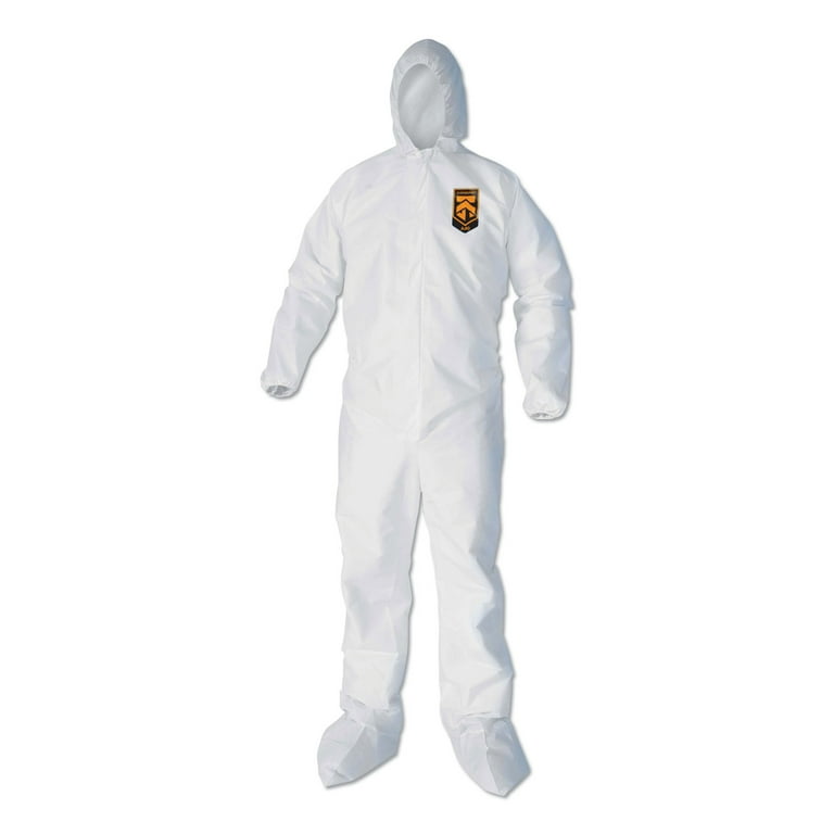 A40 Elastic-Cuff, Ankle, Hood and Boot Coveralls, Large, White, 25/Carton A40 Elastic-Cuff, Ankle, Hood and Boot Coveralls, Large, White, 25/Carton