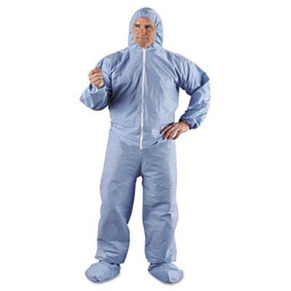 Kleenguard Coverall w/Hood/Socks,Blue,3XL,HRC1,PK21 45356