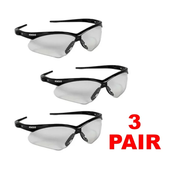 Kleenguard Nemesis 25676 Clear Lens Black Frame Safety Glasses (3 Pair)