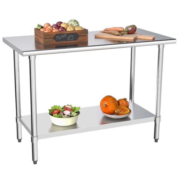 Kleensteel NSF 24x48 Stainless Steel Workbench with Adjustable Undershelf, Heavy-Duty Commercial Prep Table