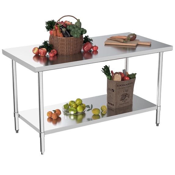 Kleensteel NSF 30x60 Stainless Steel Workbench with Adjustable Undershelf, Heavy-Duty Commercial Prep Table