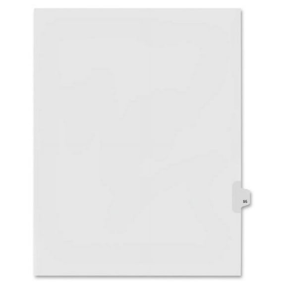 Kleer-Fax Numeric Laminated Tab Index Dividers Printed Tab(s) - Digit - 95 - 25 Tab(s)/Set - 8.5" Divider Width x 11" Divider Length - Letter - White Divider - 25 / Pack