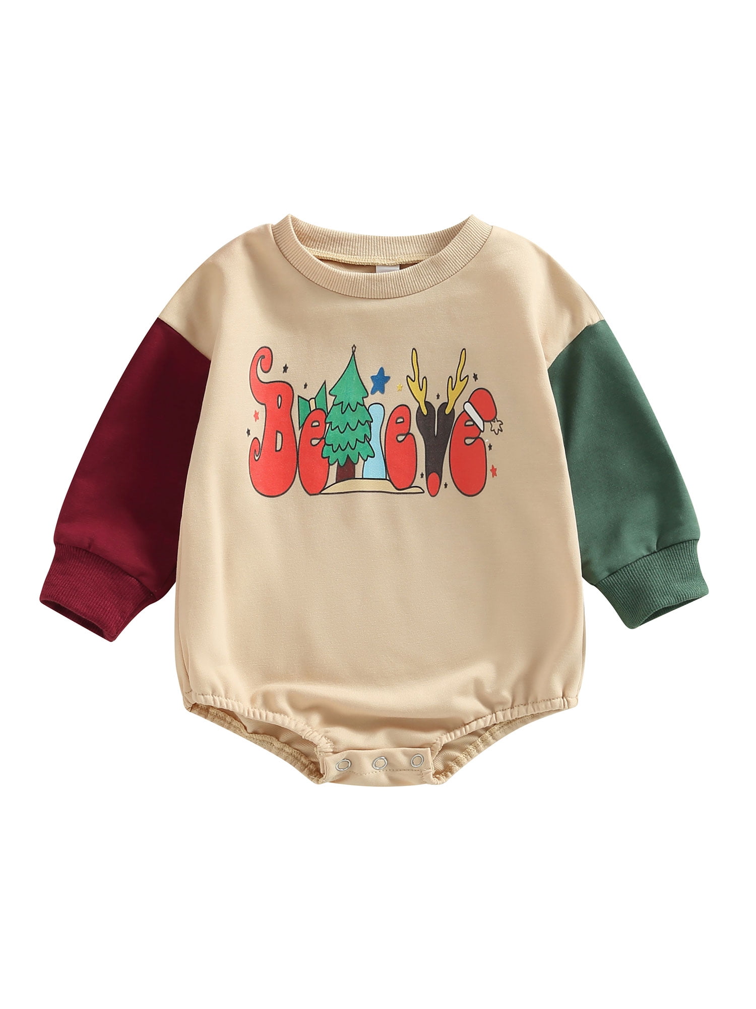 Kleidungly Newborn Baby Boy Girl Christmas Outfit Sweatshirt Romper